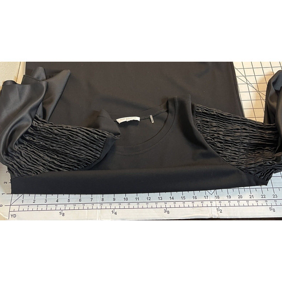 Kobi Halperin Women's Suzette Shift Dress Black Statement Sleeves XL Ruffle - Picture 10 of 11